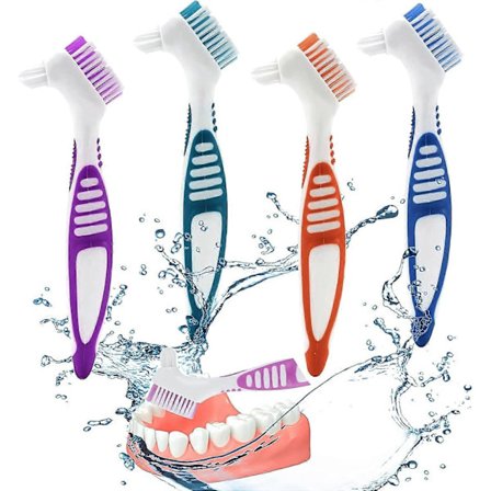 Hampaiden puhdistusharjat, 4 kpl Tekohammasharja Hammasproteesiharja Hammasproteesien puhdistukseen