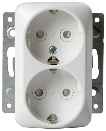 ABB 302EUC.CLAW Vägguttag 2-vägs, infällt, petsäkert Klo & skruv-montering, Strömbrytare & vägguttag