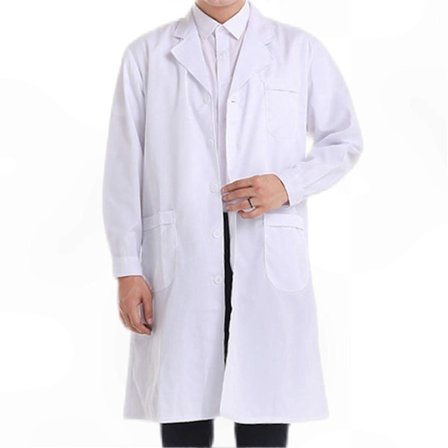 Trekvartsärmad labbrock för vuxna - Lätt unisex vit labbrock för professionellt bruk