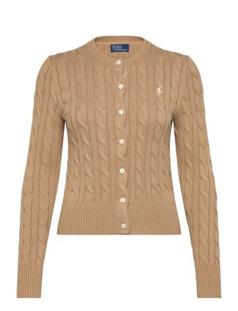 Polo Ralph Lauren Cable-Knit Cotton Crewneck Cardigan - Beige - XS