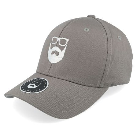 Bearded Man - Grå flexfit Keps - Logo Grey/White Flexfit @ Hatstore