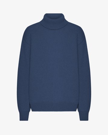Merino Wool Turtleneck - Petrol Blue S
