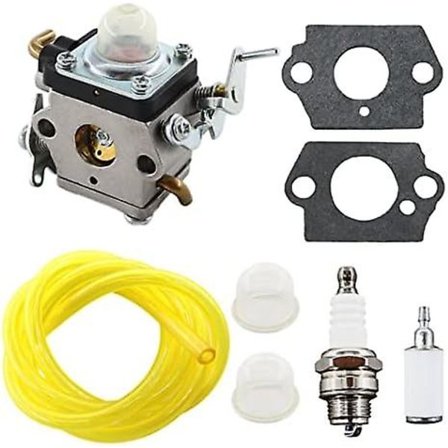 Bränsleslang med tändstift för Husqvarna 122C 122LDX 122LK 22CC Kompatibel med 574386701 581734301 Inkluderar Primer Bulb och Bränslefilter[JSR]