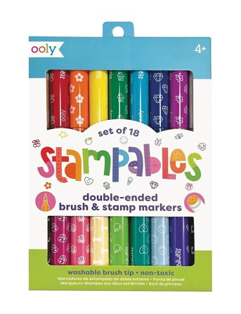 Ooly Brush Markers With Stamp 18 Pcs - Stampables - Multi/patterned - ONE SIZE