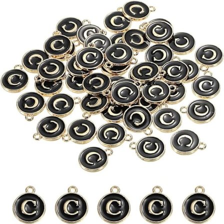 50 stk Letter C Charms anheng svart farge