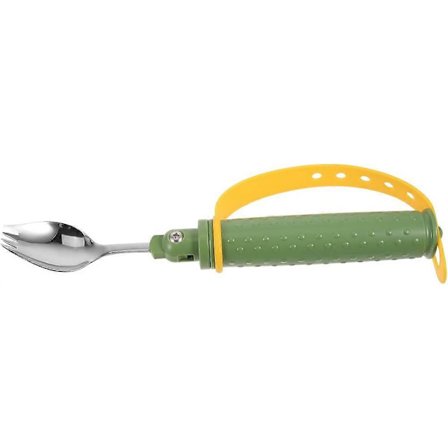 Adaptivt spisebestik til personer med Parkinsons sygdom og rystelser - vægtet ske med let-greb håndtag, BPA-fri, stødsikker