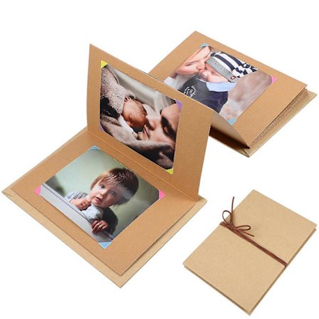 Kraft Papir Fotoalbum Bog Harmonika Stil Vintage Scrapbog Album til Dimission Fødselsdag Jubilæum Bryllup[D]