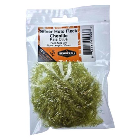 Semperfli Silver Tinsel Fleck 15mm Large - Pale Olive