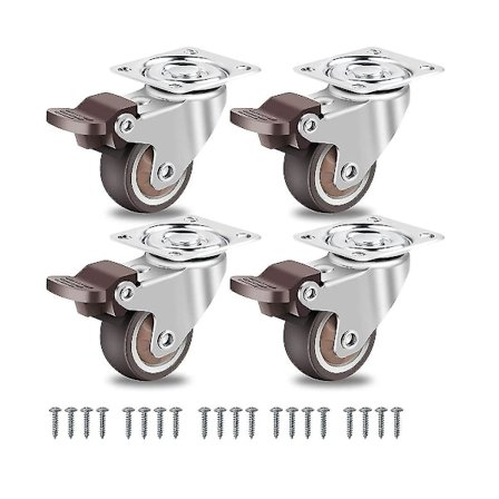 Møbelhjul Små 50mm, Drejelige Hjul Høj Belastningsevne Lydløse Solid Gummi Hjul 4