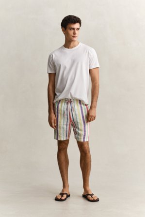GANT Herren Gestreifte Shorts aus Leinen (M) Mehrfarbig