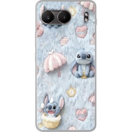 Kompatibel Mobilcover til OnePlus Nord 4 Stitch mønster med hjerter, paraplyer og pastelfarvet blød baggrund