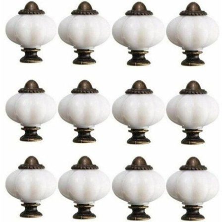 12 st 30 mm Möbelknoppar, Vintage Skåpdörrknoppar, Keramiska Dörrknoppar med 12 Skruvar, Porslinsmöbelknoppar