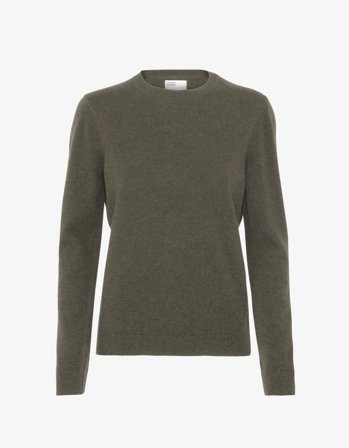 Women Light Merino Wool Crew - Dusty Olive - S