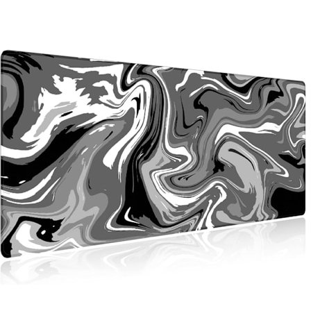 Stor musemåtte til spil, skridsikker musemåtte stor tastaturmåtte skrivebordsmåtte med syede kanter 700x300mm, grå og sort