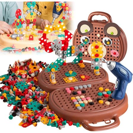 Elektrisk leksaksborr och skruvmejsel för barn, Byggklossar för barn [JUN]