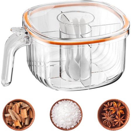 Kryddburkar - Delad Kryddburk - Delad Kryddbehållare - 4 Fack Transparent Kryddbehållare