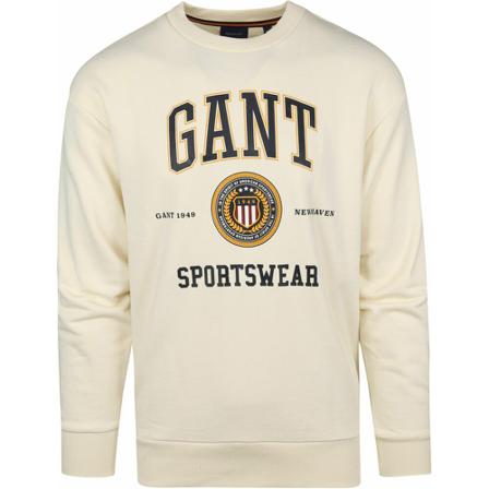 Gant, Gant Sweater O-Hals Off White Beige, Heren, Maat:L,polyester