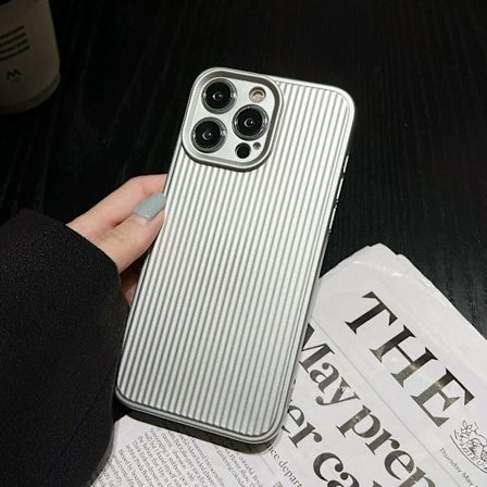 För Iphone 14 Pro Max Stripes Textured Cell Phone Cover Galvanisering Mjukt Tpu- case