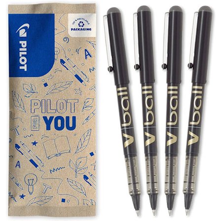 V-ball 07 Medium Flydende Blæk Kuglepen Sæt af 4 Glat og