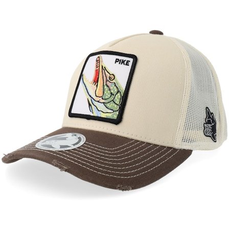 Skillfish - Beige - trucker - Cap - Pike Pro Fishing Stone/Brown Pigment A-frame Trucker - Hatstore