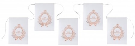 Flagguirlande bryllup Just Married rosaguld