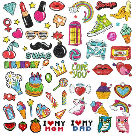 60 stk 5D diamantmaleri til børn Let at lave-det-selv Kreative Diamond Dotz mosaik klistermærke Craft by Numbers Kit til børn