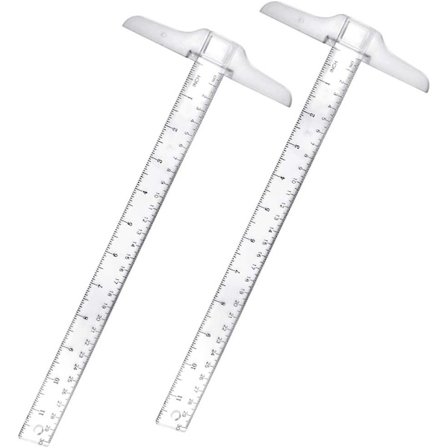 2 stk T-vinkel 30cm T-formet linjal gjennomsiktig plast T-linjal Junior T