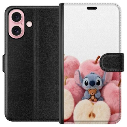 Yhteensopiva Lompakkokotelo Apple Apple iPhone 16 Värikäs kollaasi futuristisilla tyttöryhmän hahmoilla, sydämillä ja glitterillä nykyaikaisess