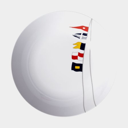 Piatti fondi in melamina Marine Business Regata, antiscivolo, bianco/decorato, 19 cm, confezione da 6