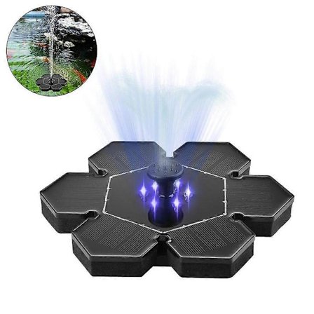 2,4W Solcelled Fontene Pumpe for Fuglebad med LED-belysning Solcellepanelsett Vannpumpe Innebygd Litiumbatteri Bærbar Dykking Uavhengige Vannpumper