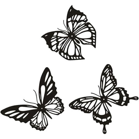 3 stk metall sommerfugl veggdekor svart veggkunst