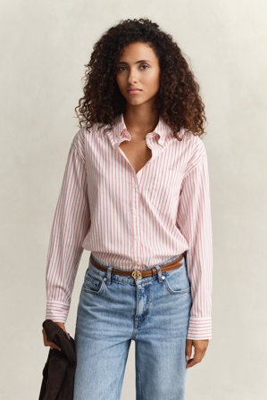 GANT Damen Luxury Oxford-Bluse mit Streifen (46) Weiß