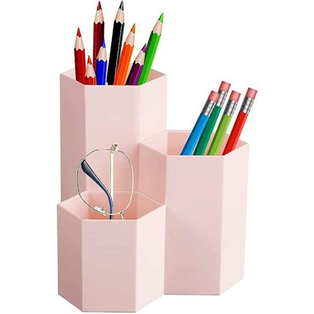Sekskantet pennestativ, sekskantet plastpennholder for hjem, kontor, skole