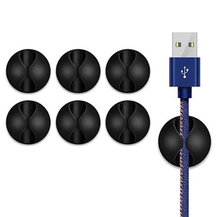 6-pack Självhäftande Kabelhållare Svart