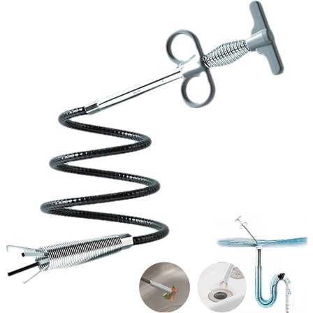 Avløpsslange 160 cm Avløpsrenseverktøy Avløpsrenseslange Renseslange Avløpsåpner Vaskåpner for Dusjavløp Toalett og Vask Grå