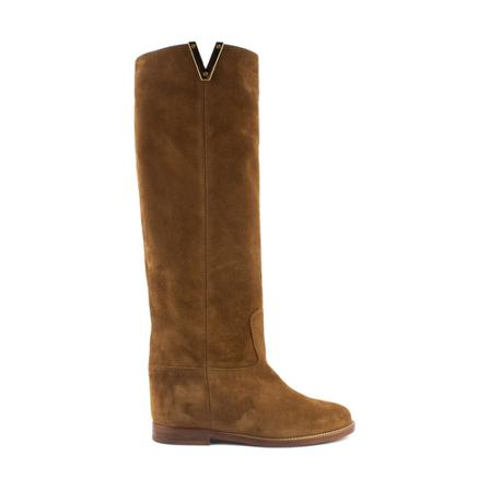 Via Roma 15 Velour boot , Bruin , Dames , Maat: 37 EU Hoge & overknee laarzen
