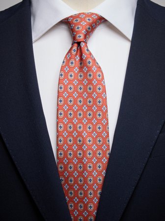 John Henric Men's Terrakottafarbene Medaillon-Krawatte Size 7,5