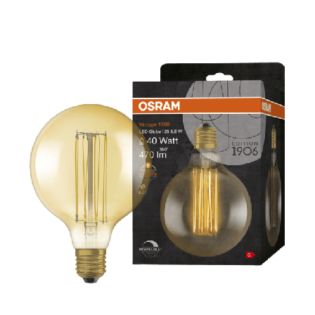 Osram Globe125 DIM Straight Gold E27 Vintage 1906 LED-lampor & ljuskällor Guld ONESIZE