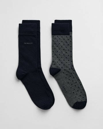 GANT Herren 2er-Pack Socken Einfarbig & Getupft (40-42) Grau