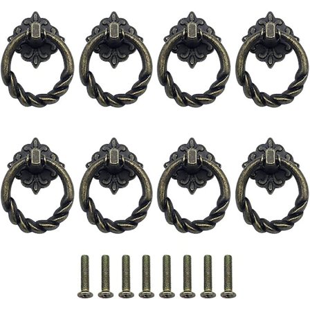 8 Vintage Skufferinger Ring Bronse Håndtak Ring Skapdør