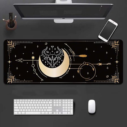 Stort Taurus Stjernetegn Keyboard Musemåtte med Syede Kanter - 90x40cm