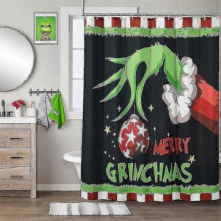 God Grinchmas Jul The Grinch Duschdraperi Tecknad Badrumsgardin Juldekoration -NMAOV