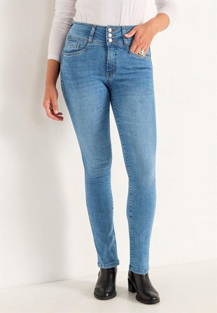 Cellbes of Sweden - Smale jeans med høy midje - tre lengder Jennifer i lys blå / denim for damer i størrelse 50S