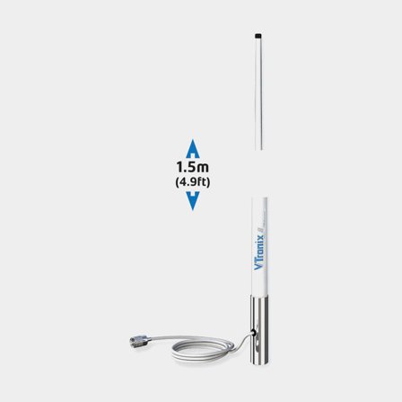 Antenne VHF Shakespeare V-Tronix 427-S, base en acier inoxydable, 160 cm