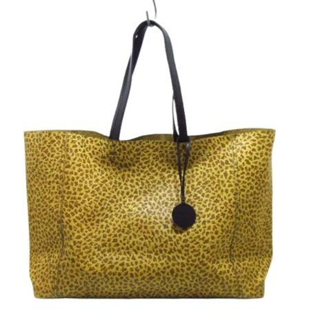 Bottega Veneta Vintage, Pre-owned Leather Tote Geel, Dames, Maat:ONE Size,luipaardpatroon
