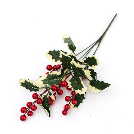 Røde bærgrener av skum, kunstig dekorasjon til jul