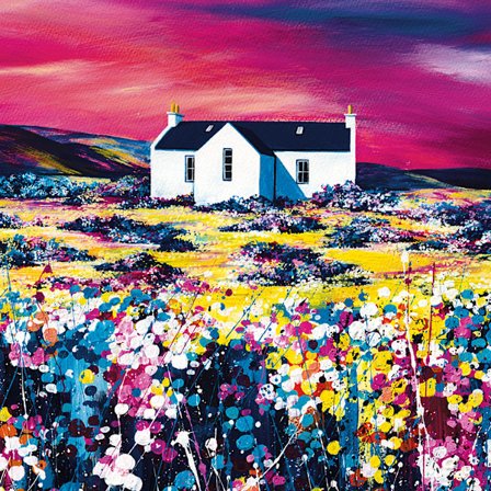 Avril Thomson Smith A Sky Of Pink Inramad Canvas Tavla 85cm x 85