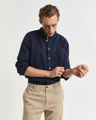 GANT - Regular fit linskjorte til herre evening blue