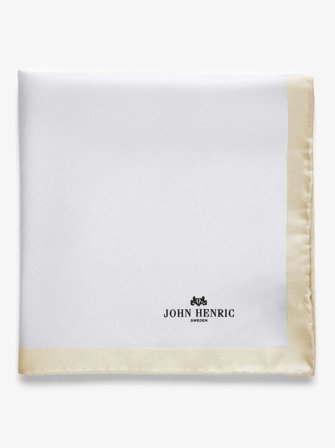 John Henric Men's Beiges & Weißes Einstecktuch Size Onesize
