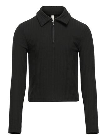 Konnella L/S Half Zip Polo Top Jrs Black Kids Only